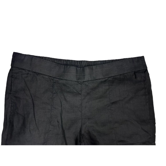 NWT EILEEN FISHER Organic Linen Black Ankle Pant, Sz. L $178 - Picture 2 of 6